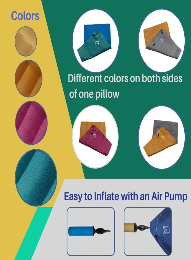 PM SQUARE Inflatable Soft Portable Khaki + Colour Air Travel Pillow with an Air Pump for Travel in Train, Bus, Camping, Hostel and Office - Image 2